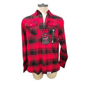 Angry Minnow Vintage brand flannel shirt red and black buffalo